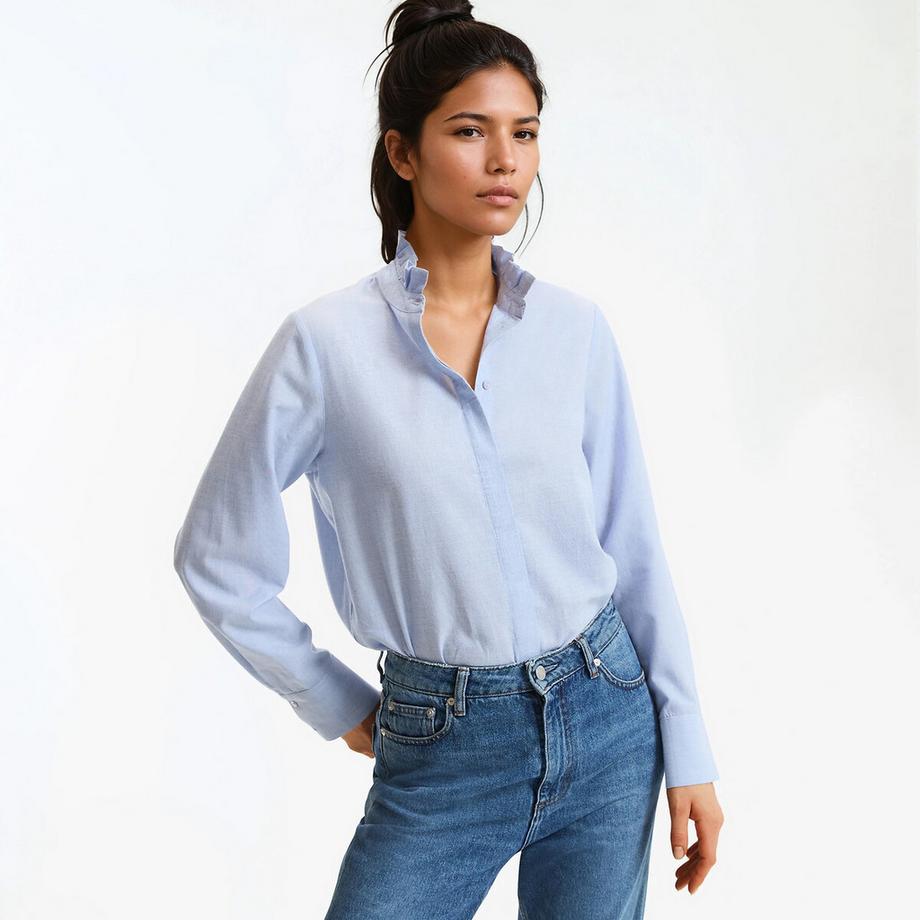 Chemise col montant volanté