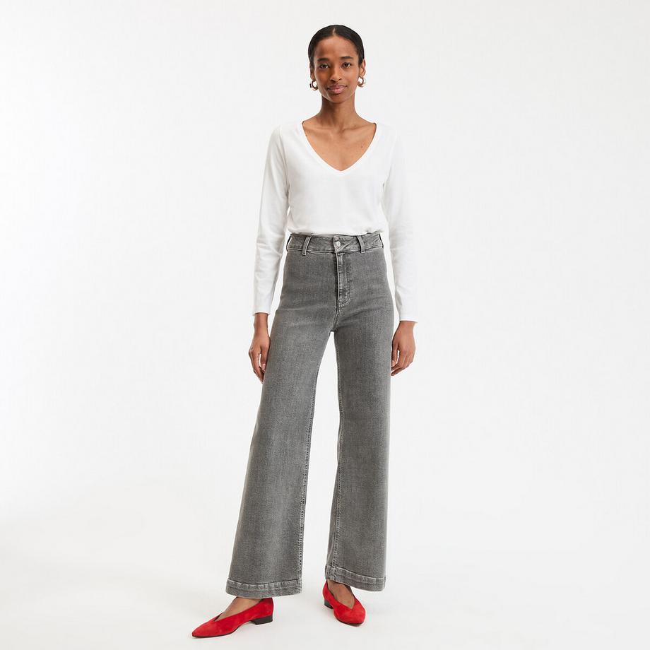 La Redoute Collections Cotone Biologico Maniche Lunghe Scollo a V Maglietta  