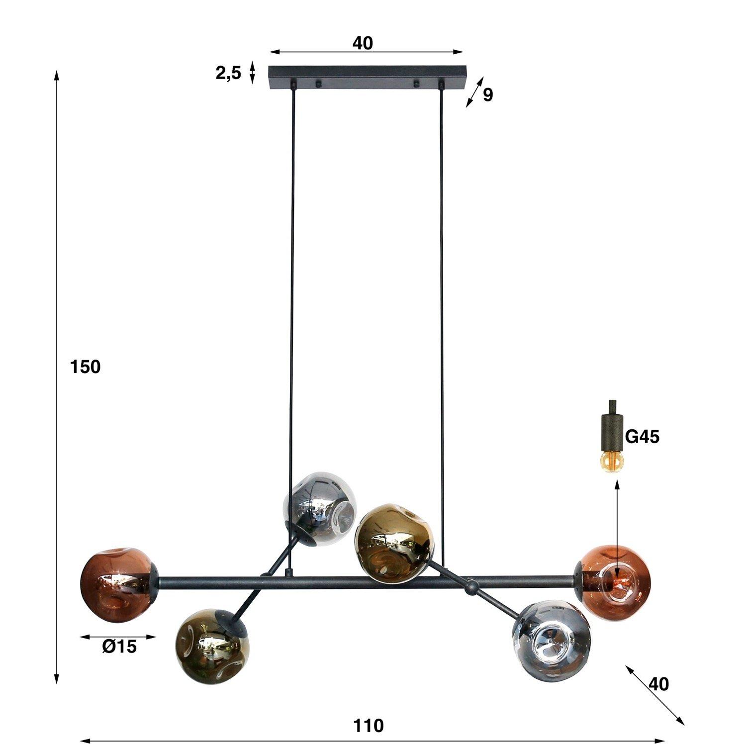 mutoni Lampada a sospensione Molecule Mix Glass 6L  