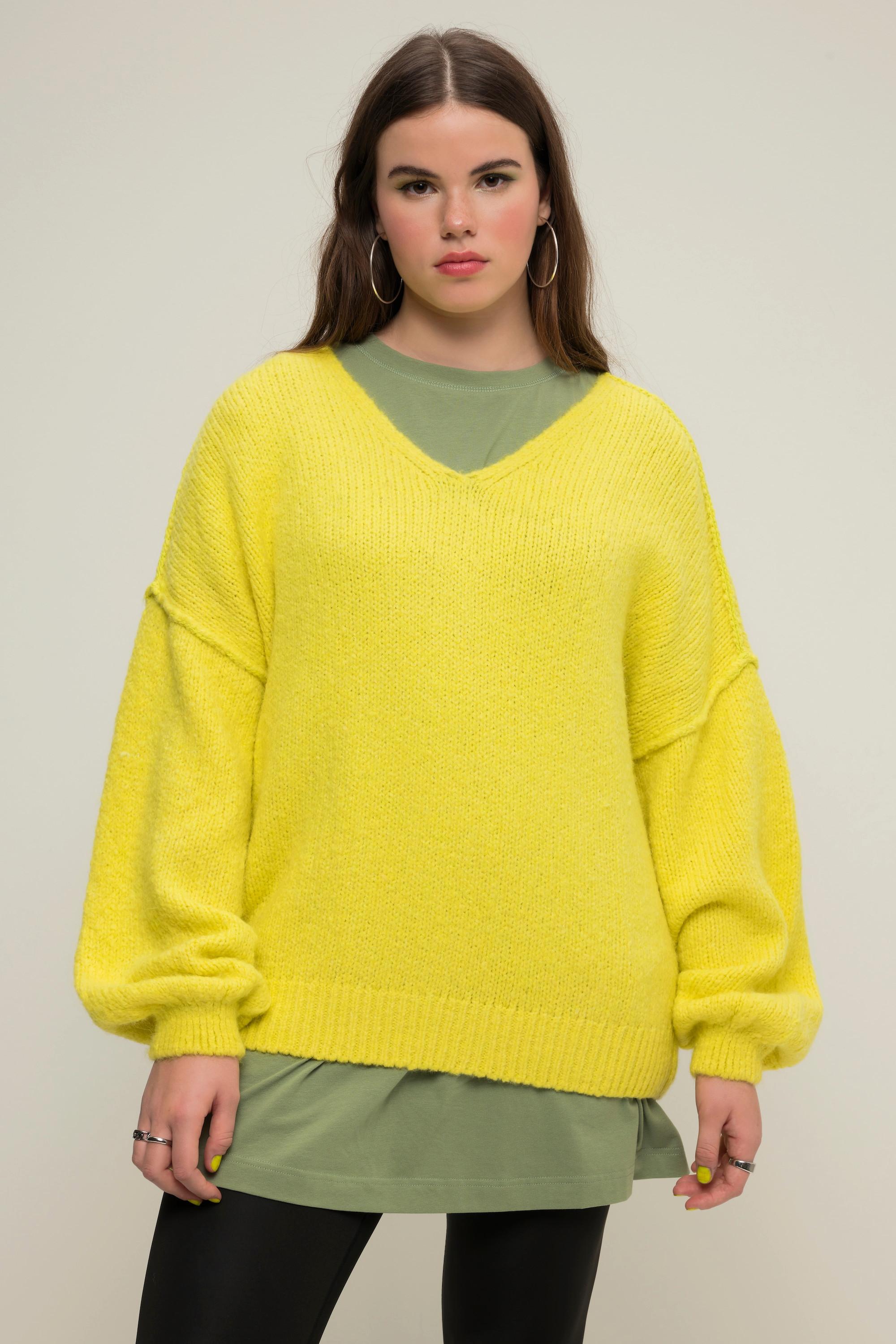 Studio Untold  Pullover, V-Ausschnitt, weiter Langarm, oversized 