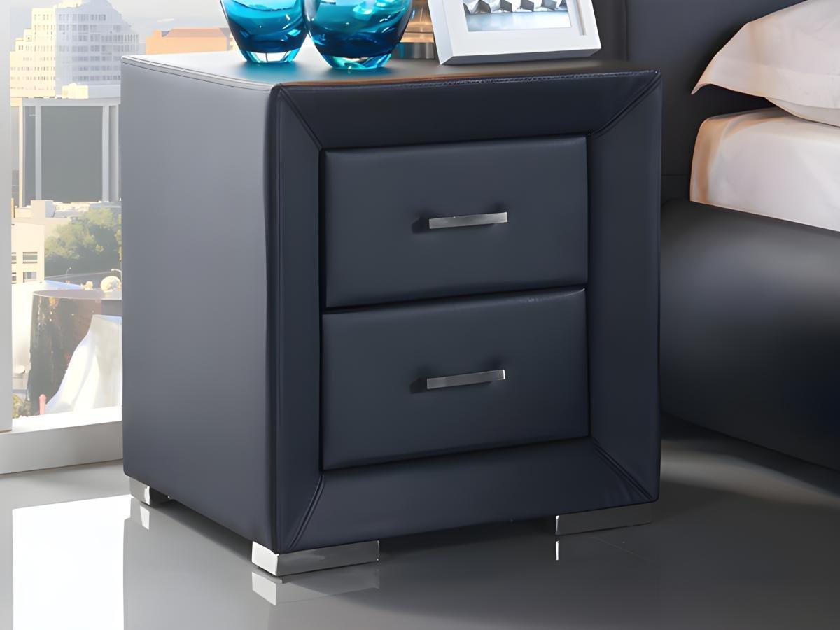 Vente-unique Lot de 2 tables de chevet - 2 tiroirs - Simili noir - CAPITOLE  