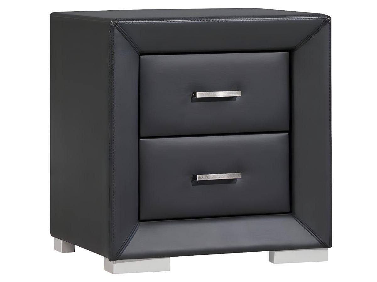 Vente-unique Lot de 2 tables de chevet - 2 tiroirs - Simili noir - CAPITOLE  