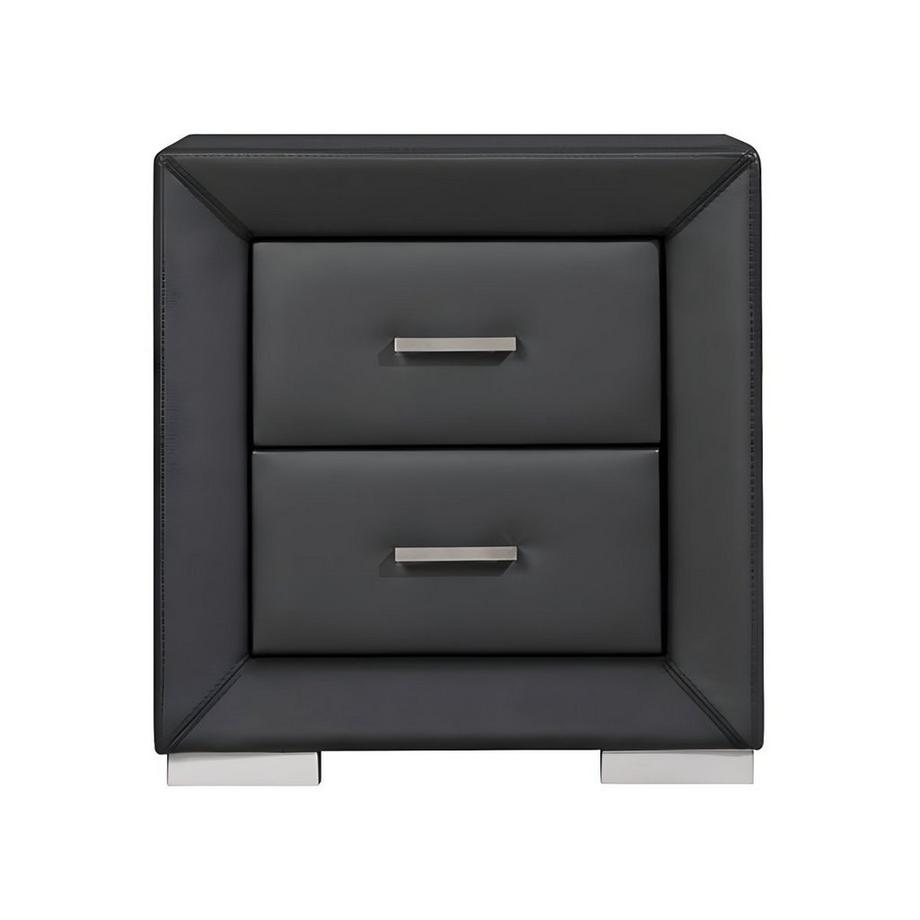 Vente-unique 2er-Set Nachttische mit 2 Schubladen - Kunstleder - Schwarz - CAPITOLE  