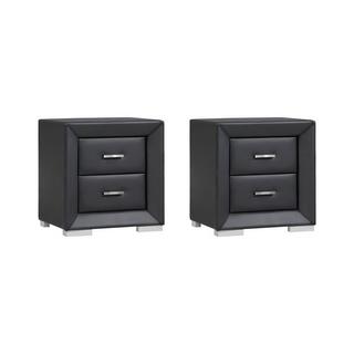 Vente-unique Lot de 2 tables de chevet - 2 tiroirs - Simili noir - CAPITOLE  