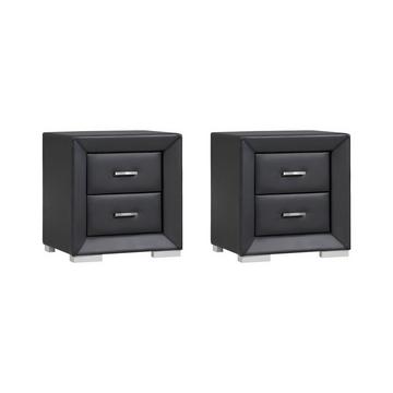 Comodino 2 cassetti Similpelle Nero - Lotto di 2 - CAPITOLE