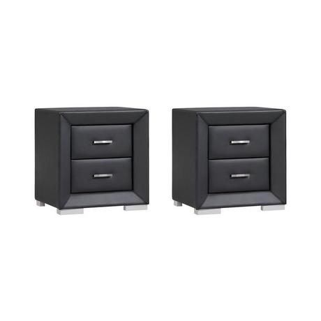 Vente-unique Lot de 2 tables de chevet - 2 tiroirs - Simili noir - CAPITOLE  