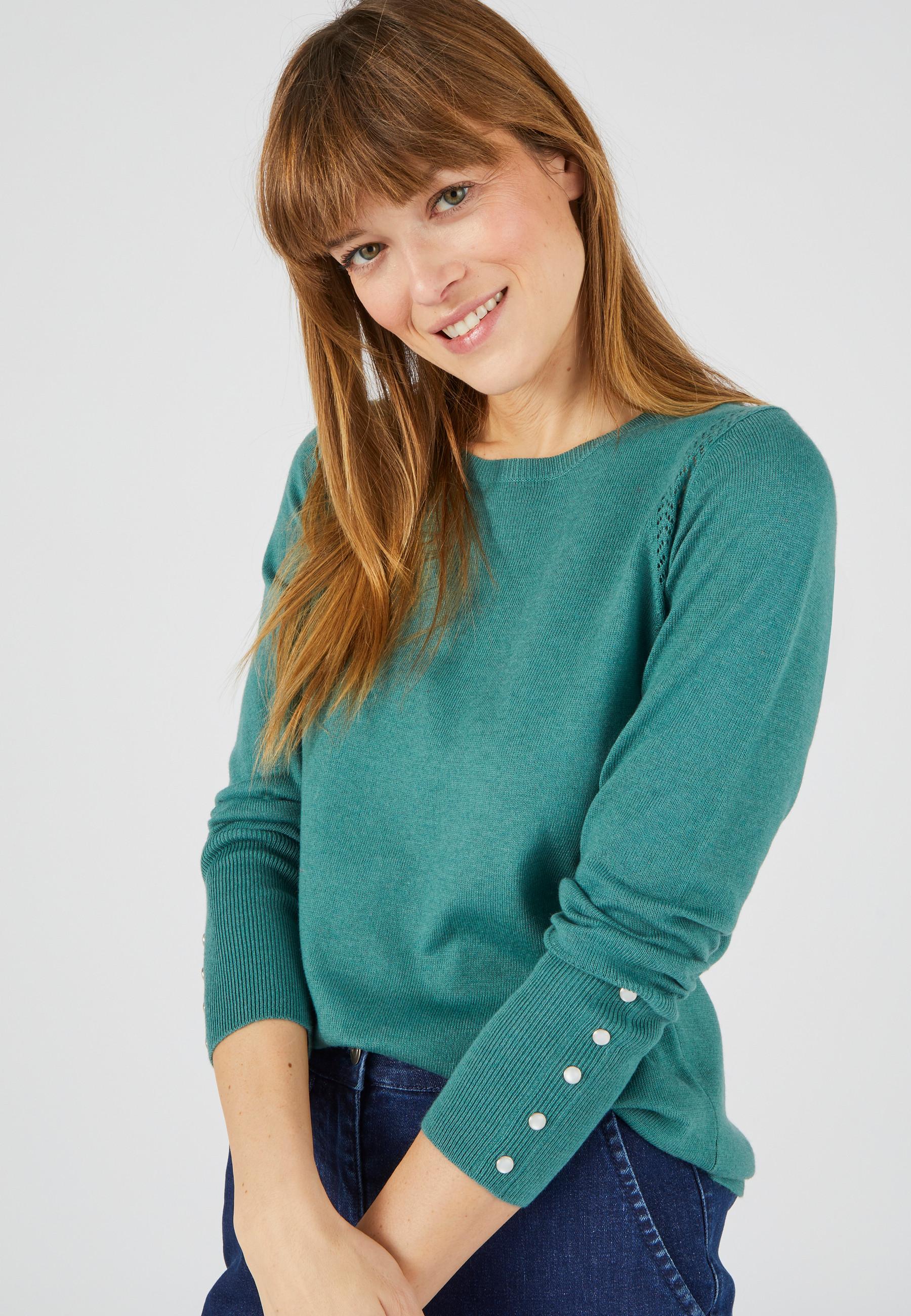 Image of Feinstrickpullover Mit Rundhalsausschnitt Damen Grün 46/48