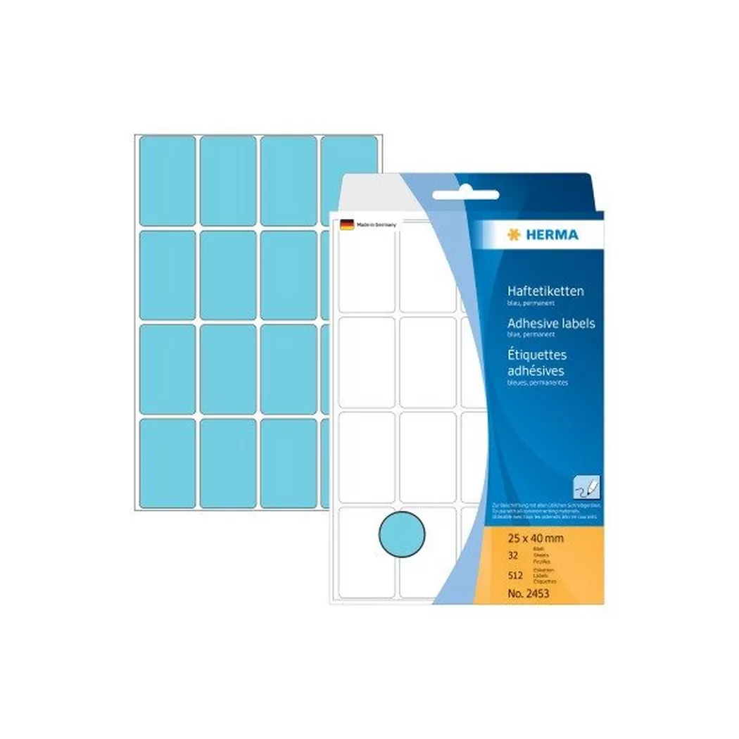 HERMA – Etiketten 25×40mm 2453 blau 512 Stück, One Size