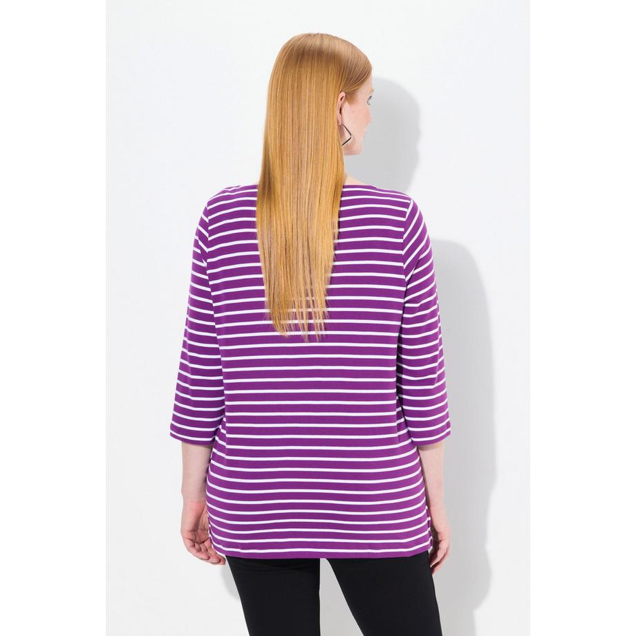 Ulla Popken Ringelshirt Pima Cotton U-Boot-Ausschnitt 3/4-Arm  