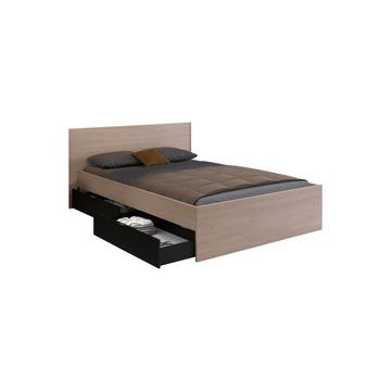 Letto con 2 cassetti 140 x 190 cm Naturale e Nero - VELONA