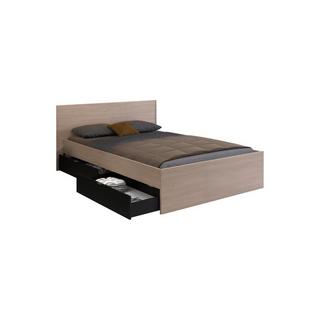 Vente-unique Letto con 2 cassetti 140 x 190 cm Naturale e Nero - VELONA  