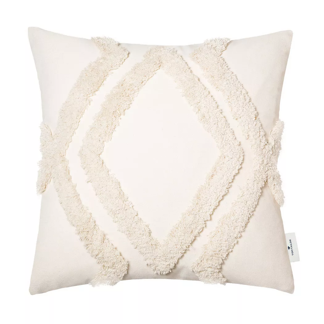 Tom Tailor - Fluffy Rhombus Kissenbezug, 45 x 45 cm, Offwhite