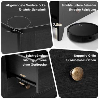 Northio Table de chevet avec 3 tiroirs, table d'appoint avec poignées en bois 71 x 46 x 66 cm noir  