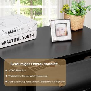 Northio Table de chevet avec 3 tiroirs, table d'appoint avec poignées en bois 71 x 46 x 66 cm noir  