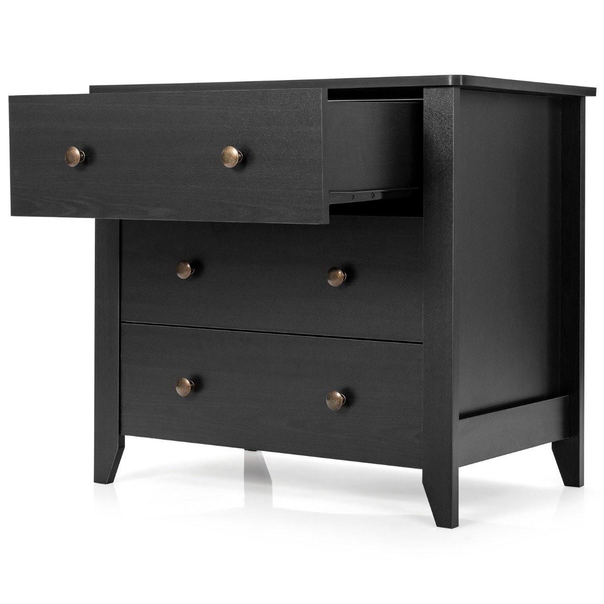 Northio Table de chevet avec 3 tiroirs, table d'appoint avec poignées en bois 71 x 46 x 66 cm noir  