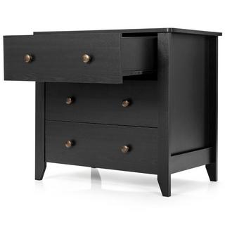 Northio Table de chevet avec 3 tiroirs, table d'appoint avec poignées en bois 71 x 46 x 66 cm noir  