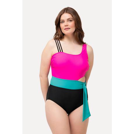 Ulla Popken  Maillot de bain color block, avec bonnets souples. Matière recyclée 