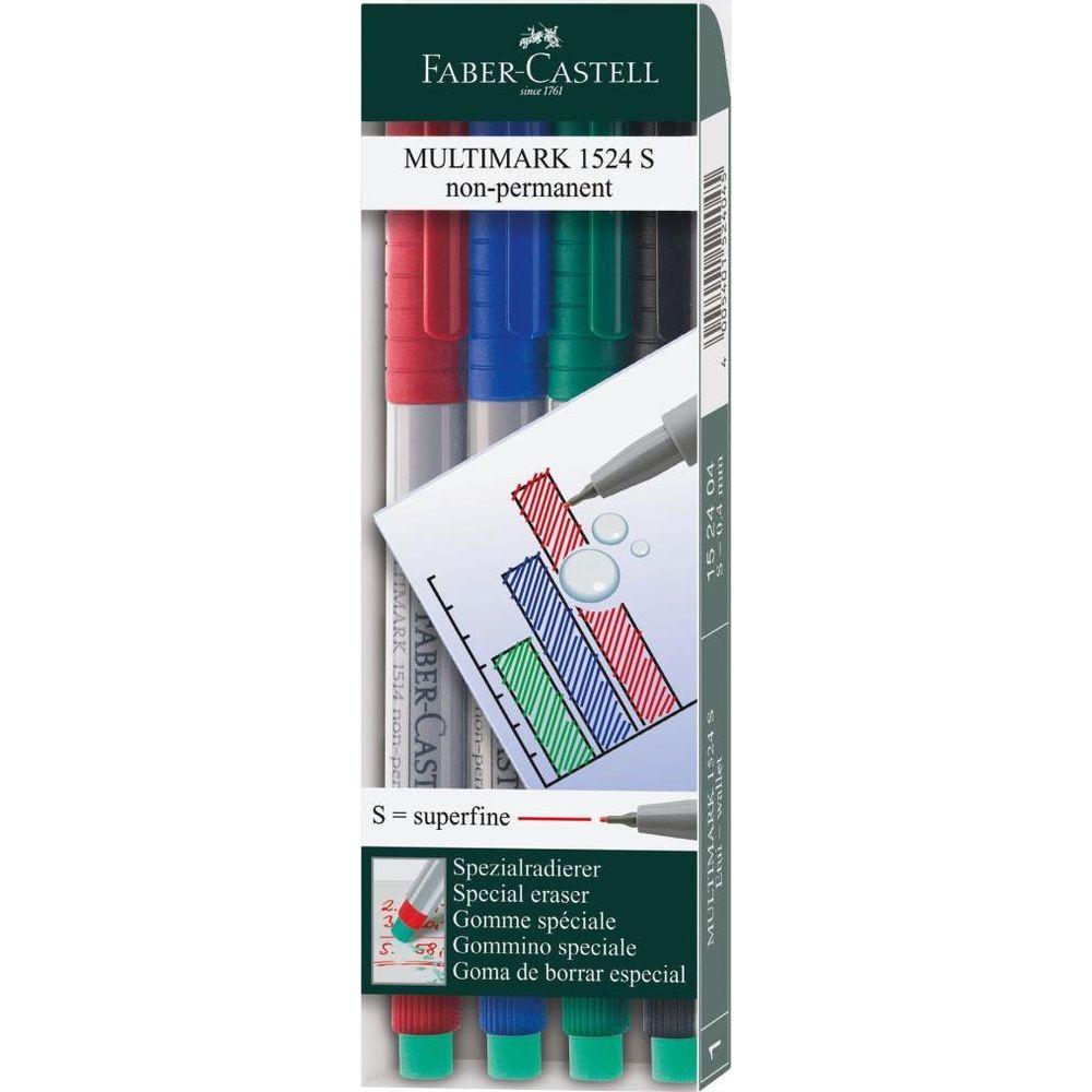 Faber-Castell  Marker Multimark non-perm. superfein, 4er Etui 