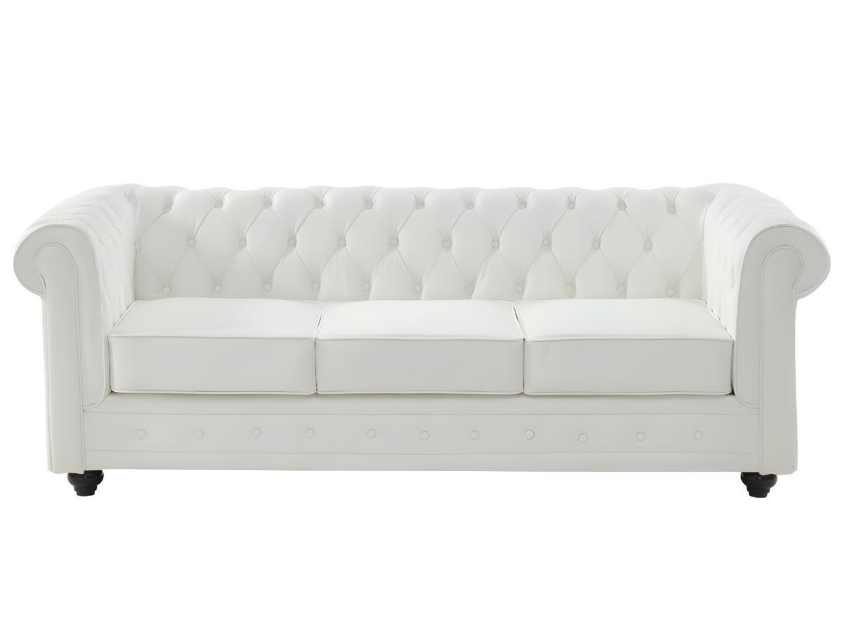 Vente-unique Ledersofa 3Sitzer CHESTERFIELD Büffelleder  