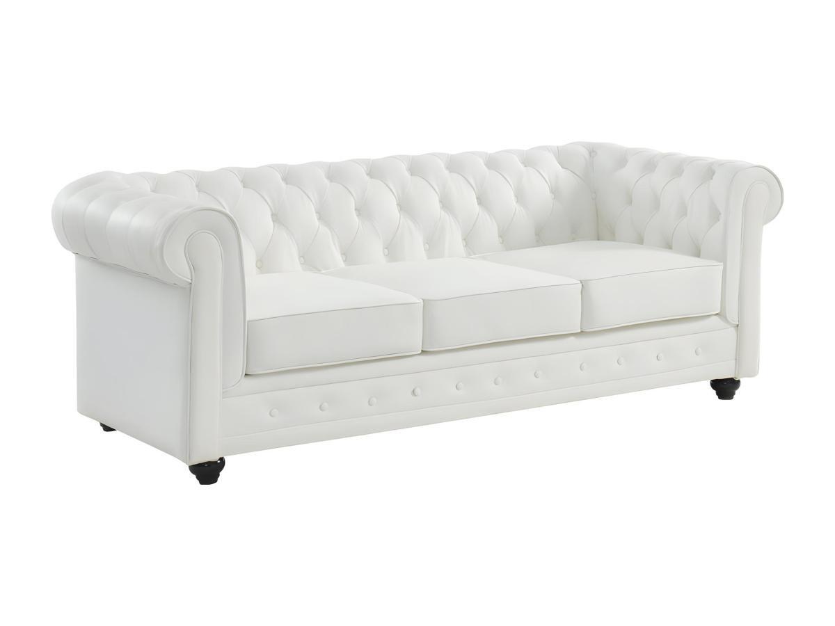 Vente-unique Ledersofa 3Sitzer CHESTERFIELD Büffelleder  