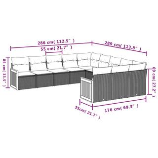 VidaXL Ensemble de canapés de jardin rotin synthétique  