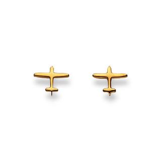 MUAU Schmuck  Ohrstecker Flugzeug Gelbgold 750, 8x9mm 