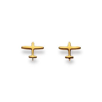 Clous d'oreilles avion or jaune 750, 8x9mm