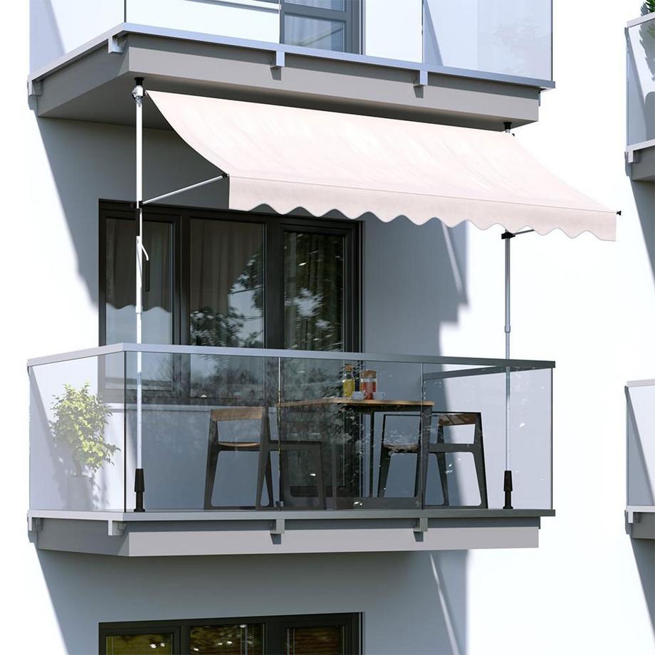 Northix Balkon-Sonnenschutz-Markise mit Höhenverstellung, wasserdicht mit Handkurbel Beige MultiGarden  