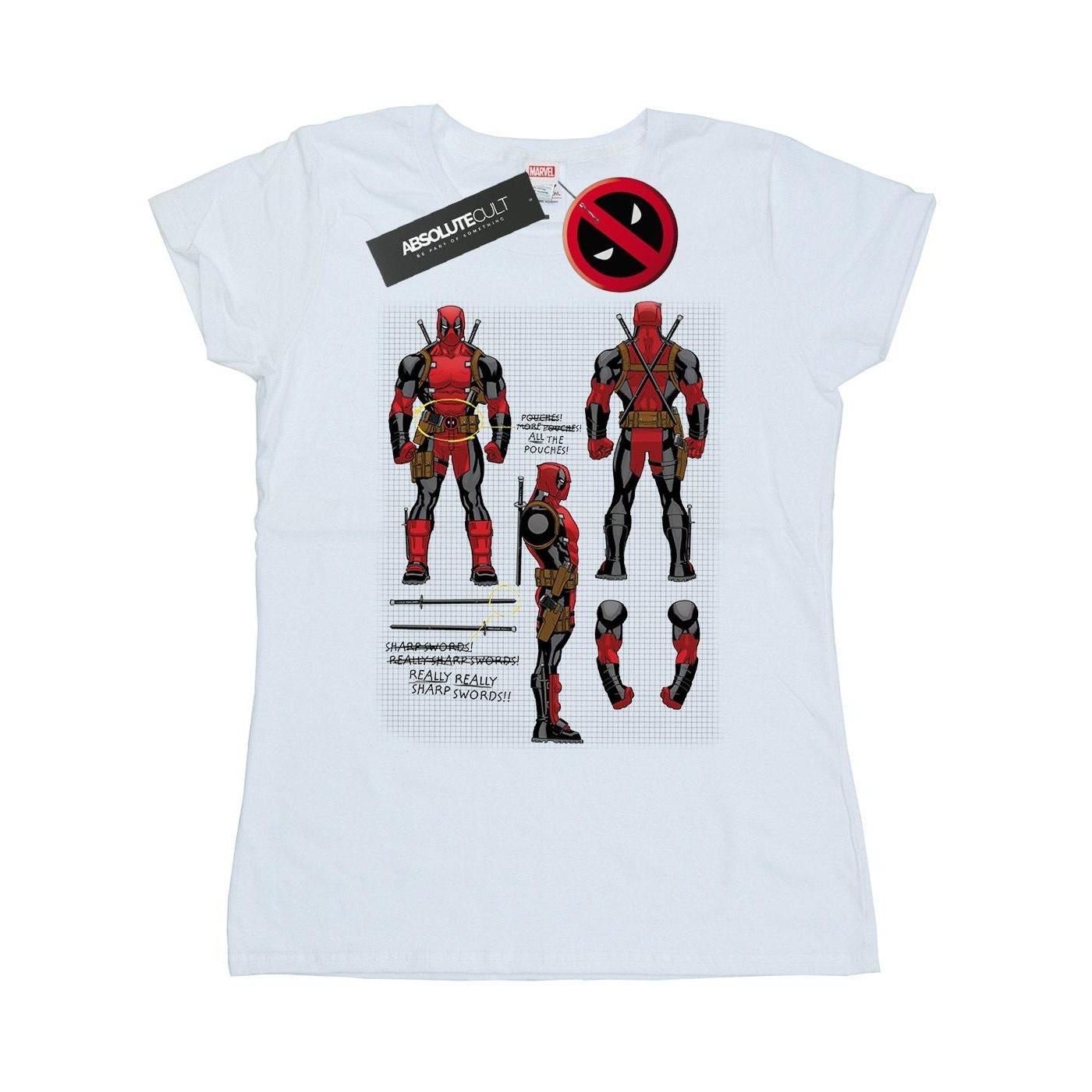 Image of Deadpool Action Figure Plans Tshirt Damen Weiss S