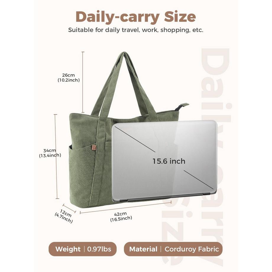 Only-bags.store Cordtasche mit Reissverschluss grosse Einkaufs Strand Laptop Tasche  