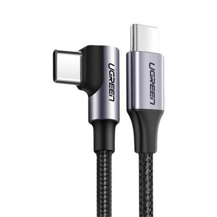 Câble UGREEN USB-C vers SB-C coudé, PD, 60W, 3A, 2m - Gris/noir