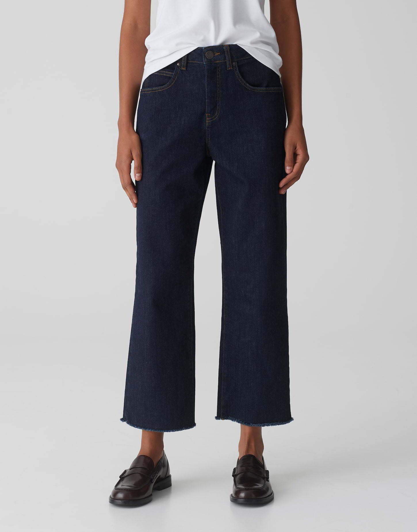 Image of Wide Cropped Jeans Momito Gerade Damen Blau 36