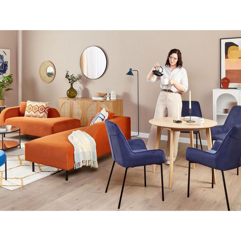 Beliani Lot de 2 chaises de salle à manger en Velours côtelé Glamour LOVERNA  