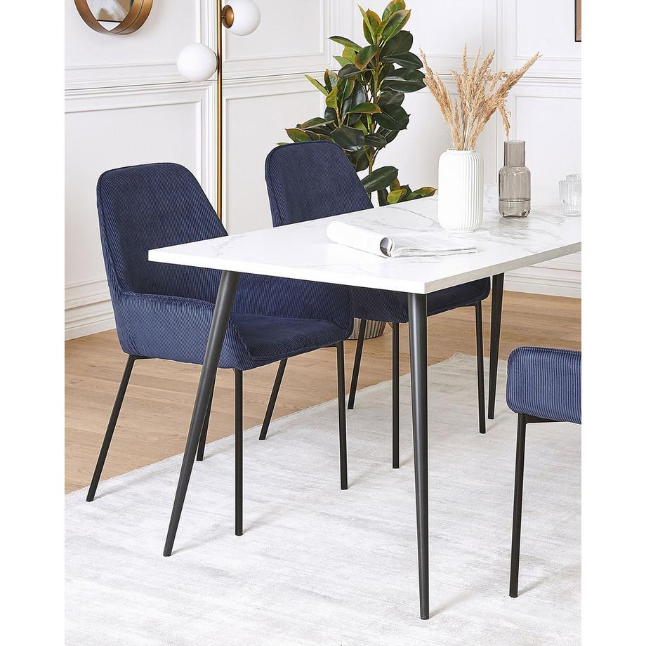 Beliani Lot de 2 chaises de salle à manger en Velours côtelé Glamour LOVERNA  