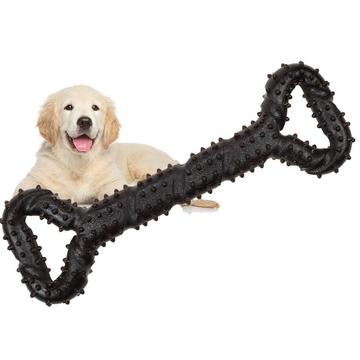 Jouet pour chien robuste en forme d'os à mâcher en caoutchouc dur avec un design convexe