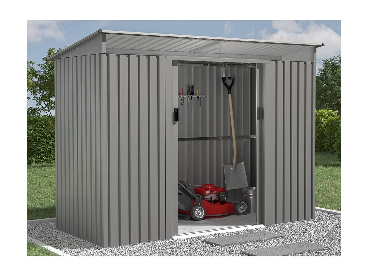 Vente-unique Casetta da giardino 3,24m² in Acciaio galvanizzato Grigio - FOLCO  