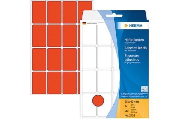 HERMA HERMA Etiketten 25×40mm 2452 rot 512 Stück  