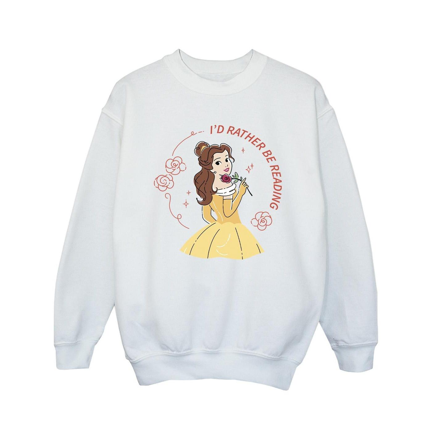 Image of Beauty And The Beast I'd Rather Be Reading Sweatshirt Mädchen Weiss 116