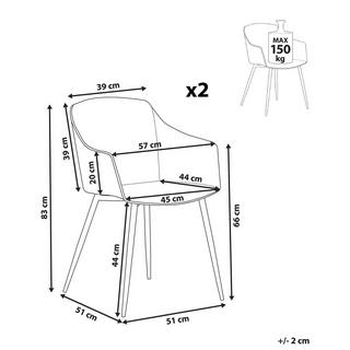 Beliani Lot de 2 chaises en Matière synthétique Scandinave FONDA II  