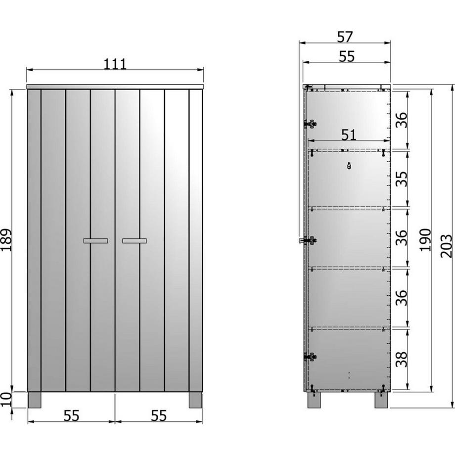mutoni Schrank Dennis Kiefer betongrau  