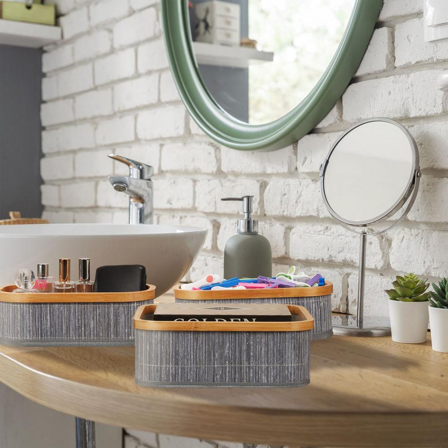 Northio Lot de 3 paniers de rangement en bambou  