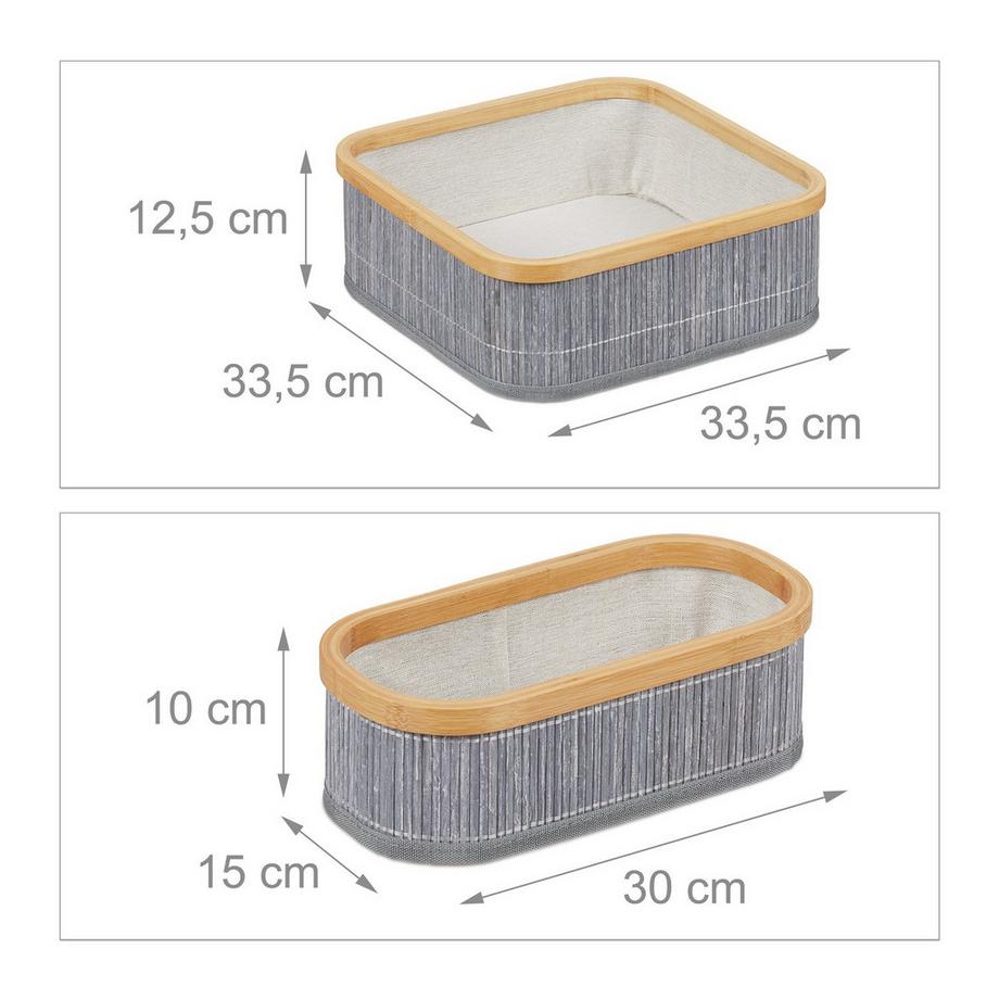 Northio Lot de 3 paniers de rangement en bambou  