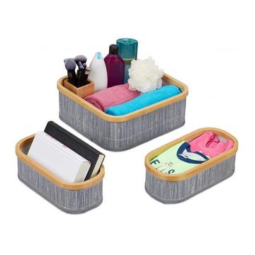 Set di 3 cestini portaoggetti in bambù