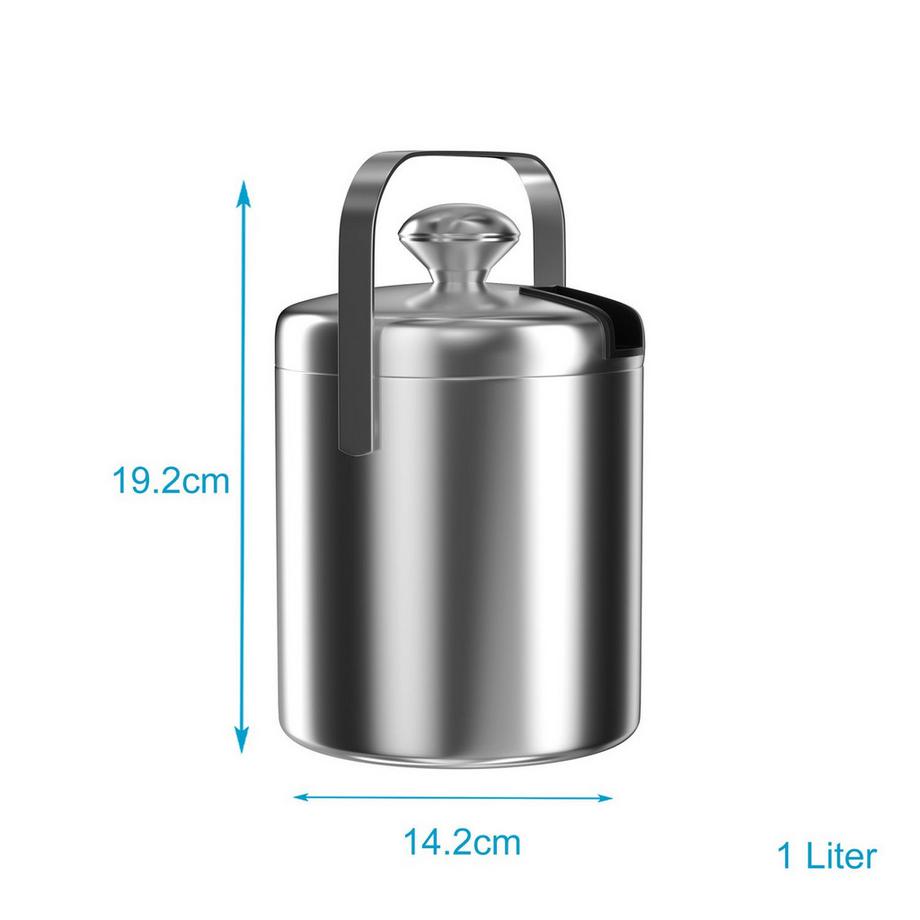 Intirilife Intirilife Set di 4 secchielli per ghiaccio da 1.3 L in acciaio inox con pinza e coperchio, isolati, a doppia parete  