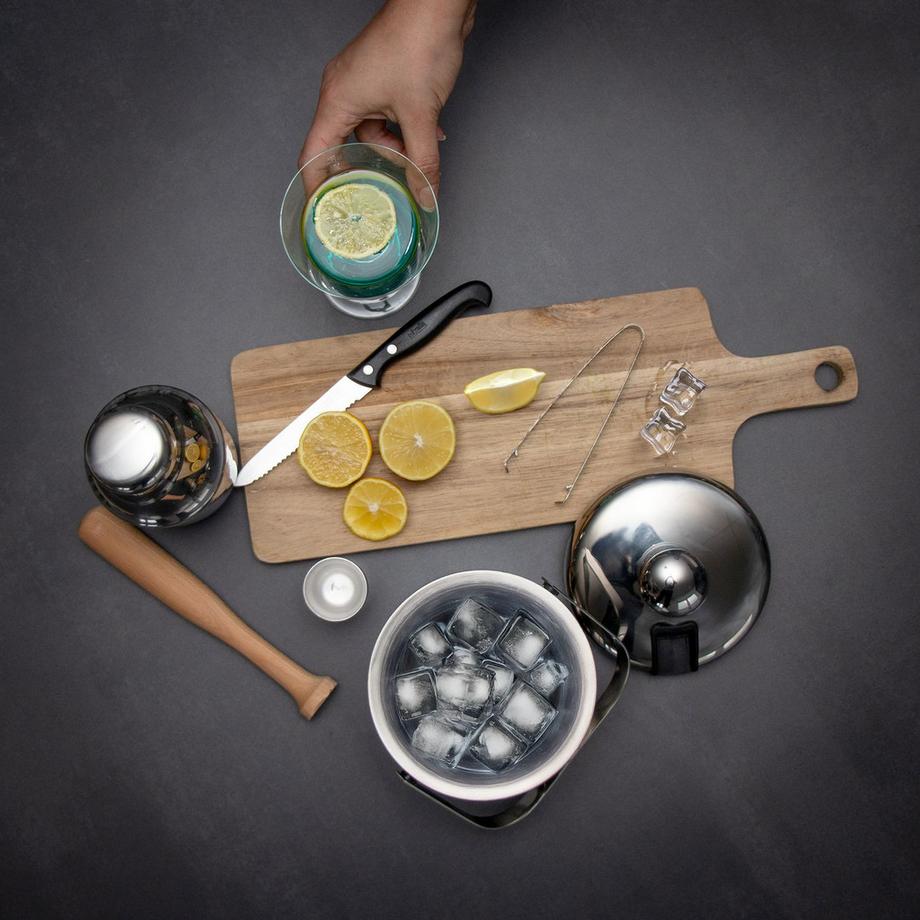 Intirilife Intirilife Set de 4 seaux à glace de 1.3 l en acier inoxydable avec pince et couvercle, isolés, à double paroi  