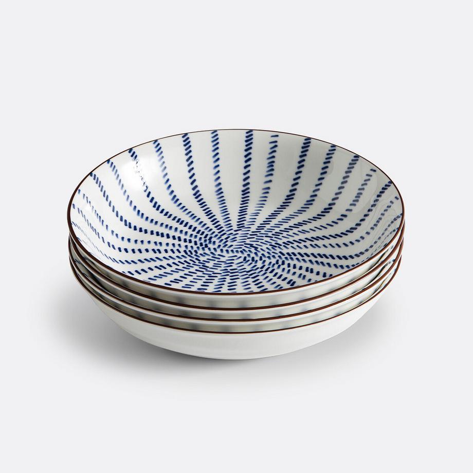 Lot de 4 assiettes creuses motif rayons