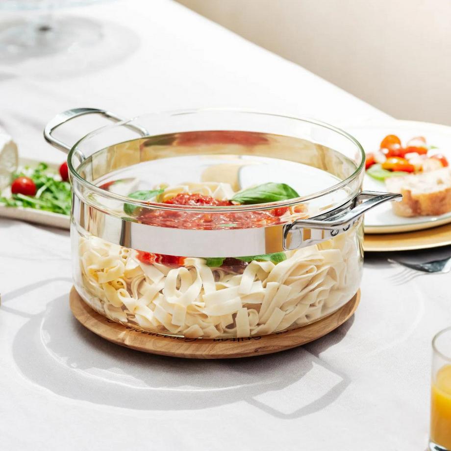 mastrad Faitout en verre avec Couvercle profonde 20cm 2.5 litres  