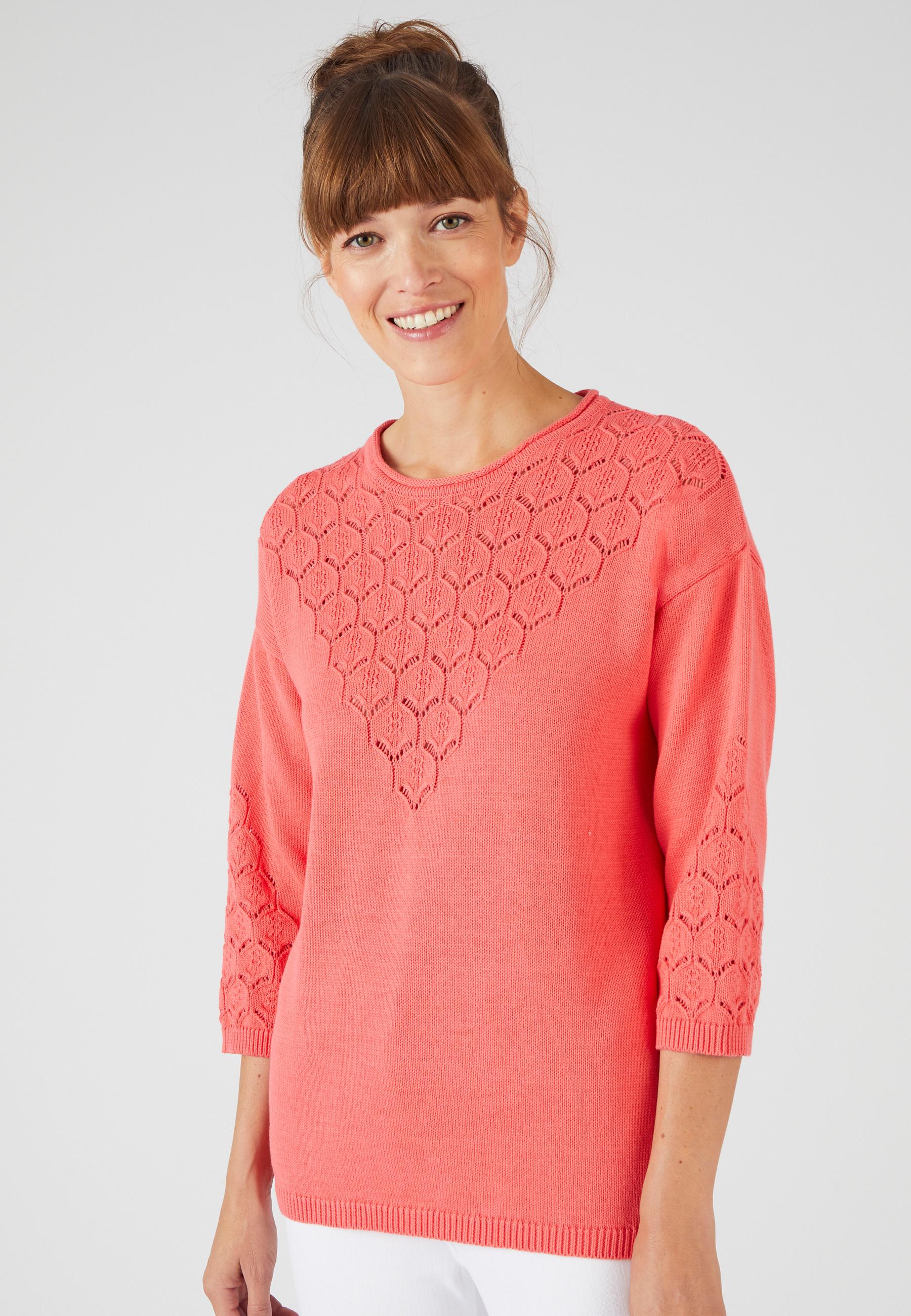 Image of Pullover Aus Ajourstrick. Herren Rosa 42/44