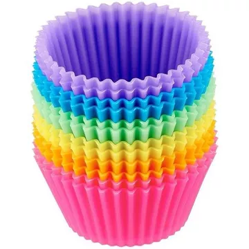 12x Moules à Muffins en Silicone - Différentes Couleurs