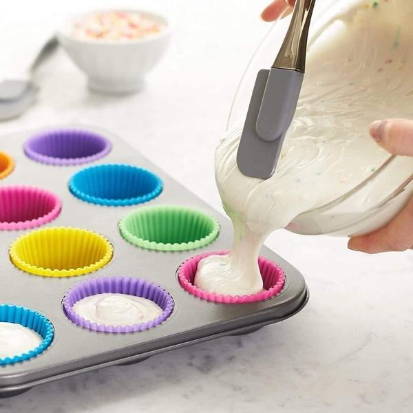 Northio 12 x Muffinförmchen aus Silikon – verschiedene Farben  